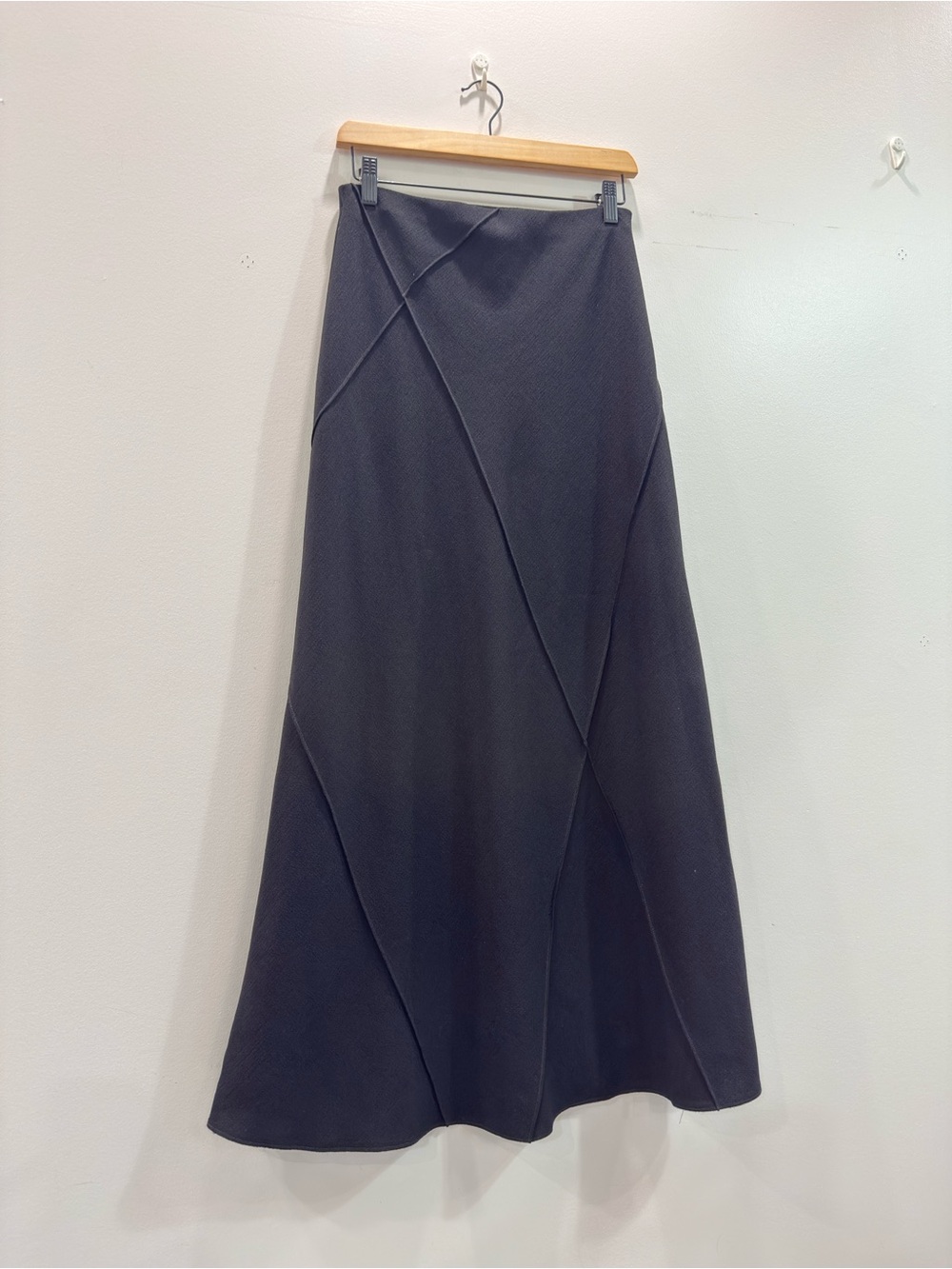 Vintage 90s Black Geometric Raised Paneled Maxi Skirt Fits Like S-M